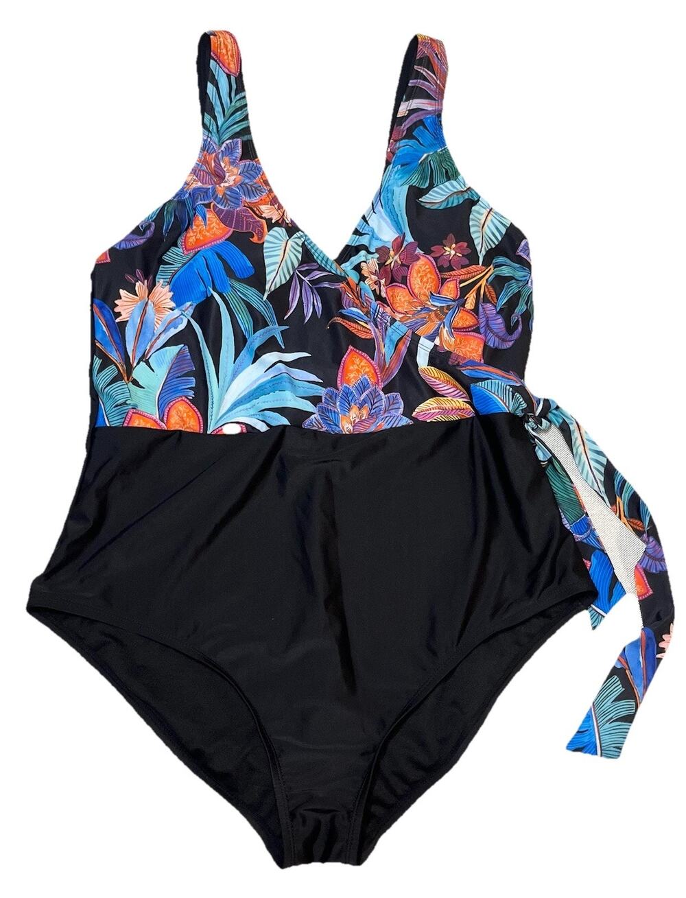 Sonnet Shores bathing suit swim NWT Black foral Full Coverage Ladies size 16